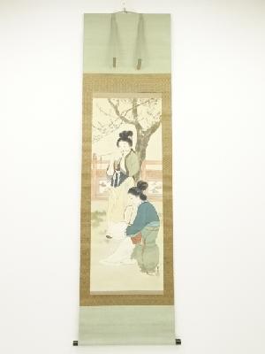 小方華圃筆　唐美人　肉筆絹本掛軸（保護箱）